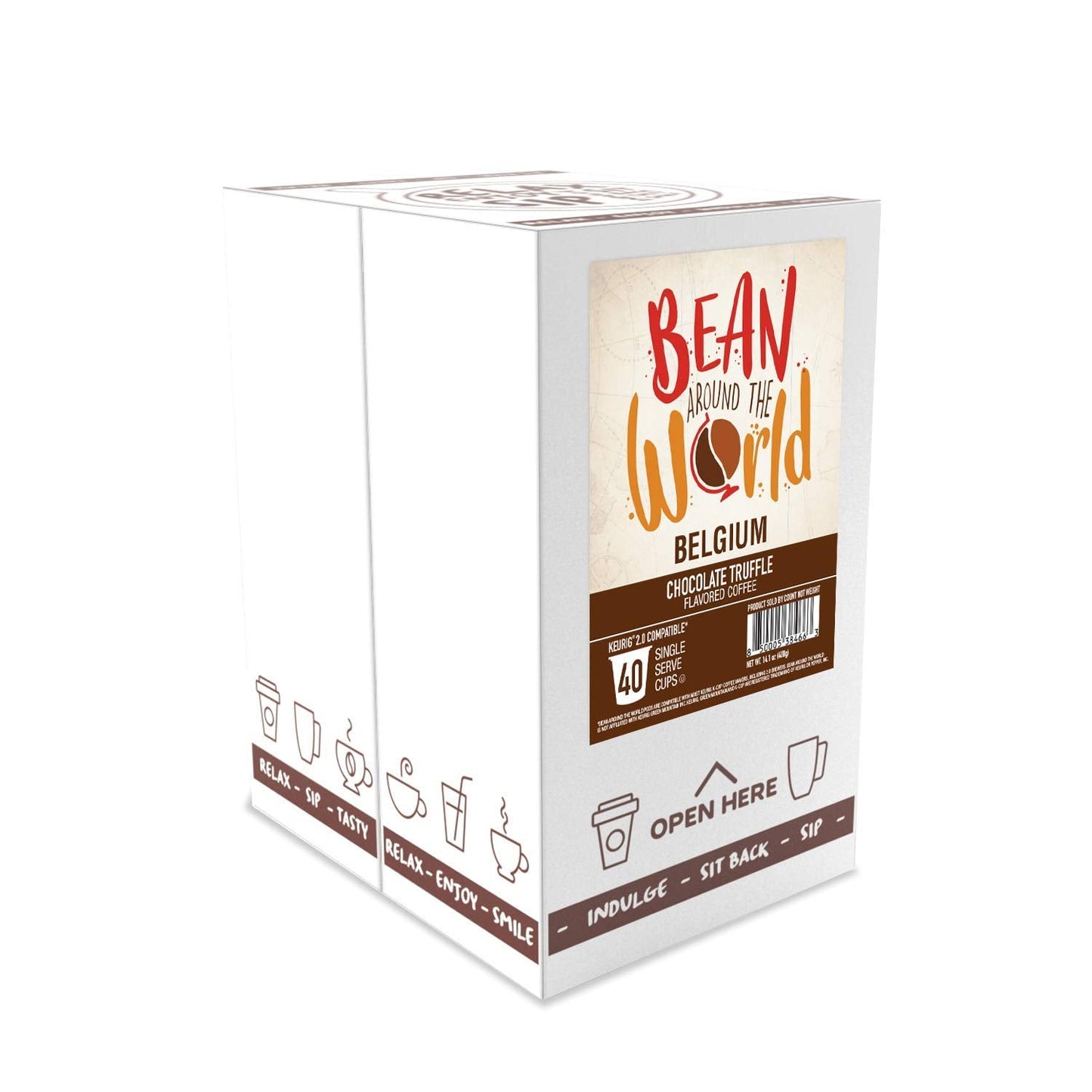 Bean Around The World Flavored Coffee Compatible With 2.0 Keurig K Cup Brewers, Chocolate Truffle, 40 Count (Pack of 1)