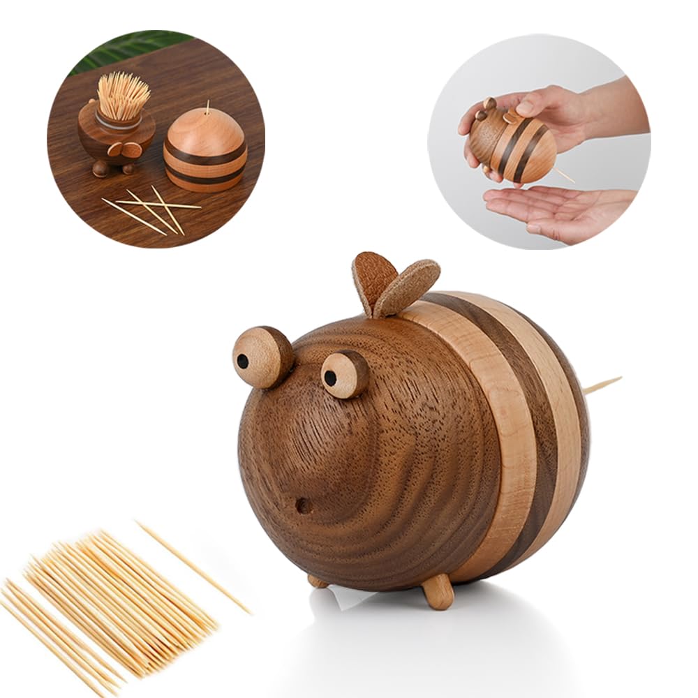 Bee Toothpick Holder Dispenser - Unique Kitchen Gadgets for Home Decor and Gifts, Cute Kitchen Accessories for Bee Lovers, Bee Decor - Perfect Kitchen Gifts Idea--Includes 150 Pcs Toothpicks