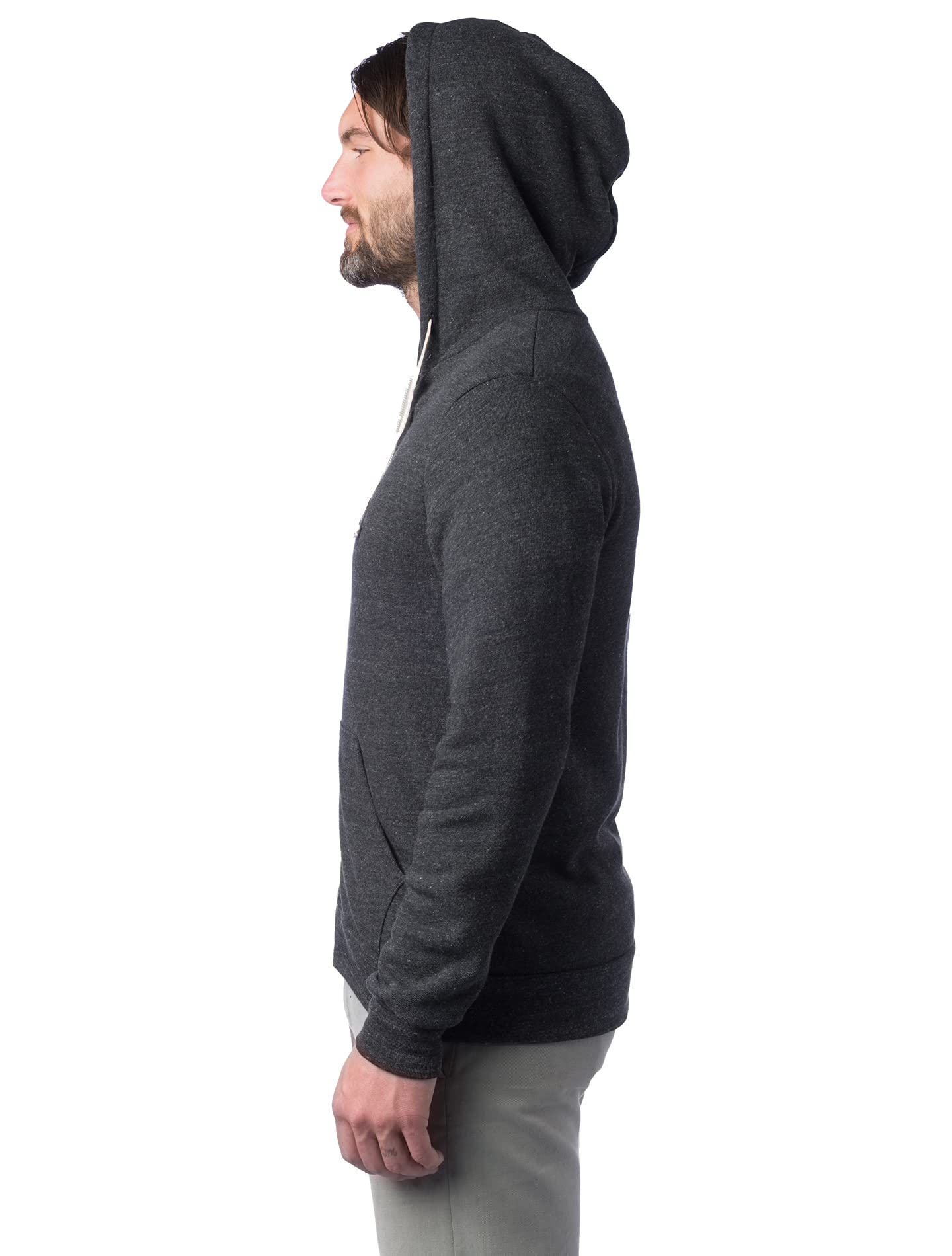 Alternative Men's Rocky Fleece Zip Hoodie, Eco Black, Large