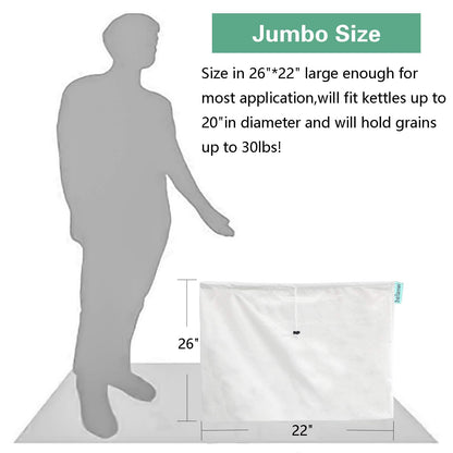 Bellamei Brew Bags Extra Large Reusable 2 Pack 250 Micron Fine Mesh Bag for Fruit Cider Apple Grape Wine Press Drawstring Straining Brew in a Bag (2 pack-22"×26")