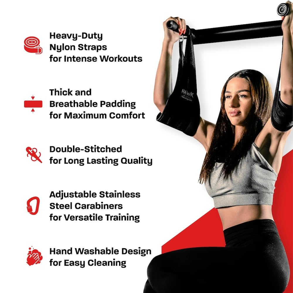 Hawk Sports Black - Lifting Straps Gym - Pull Up Bar Accessories