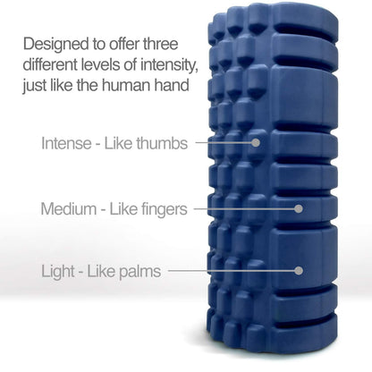 3-Zone Textured Foam Roller - Medium Density, 500 lb Capacity, Ultra-Light 12.5” Design for Deep Muscle Massage, Built to Last with Patented Technology