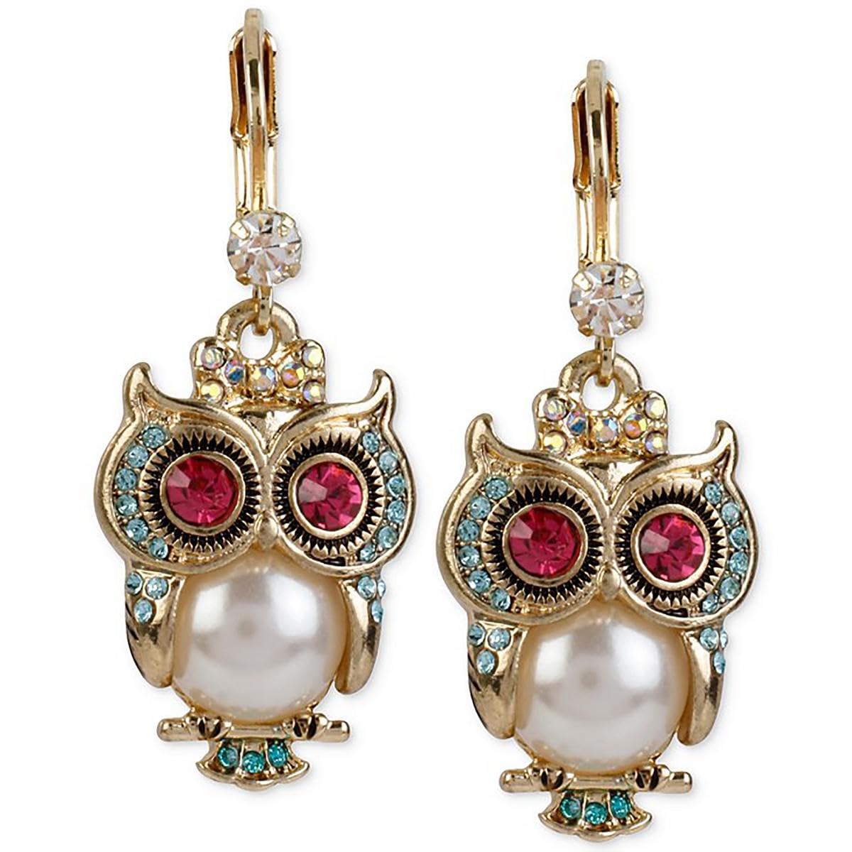 Betsey Johnson Owl Drop Earrings