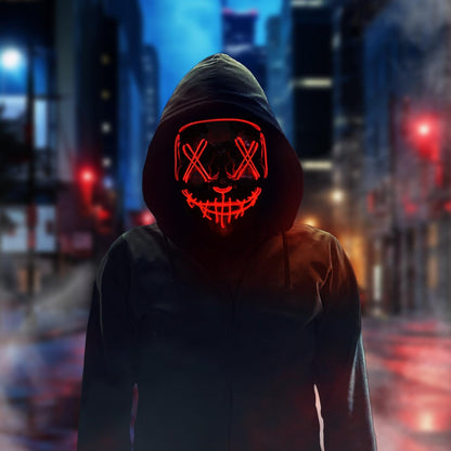 BOMLY Halloween Purge Light Up Scary Mask - LED EL Wire Mask for Festival Party Gifts