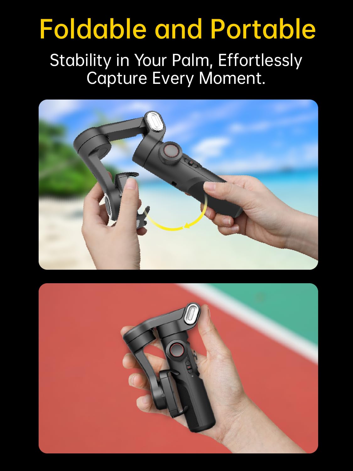 AOCHUAN 3-Axis Gimbal Stabilizer for Smartphone with RGB Magnetic Fill Light Upgraded Face Tracking Focus Wheel Foldable iPhone Gimbal for iPhone/Android Phone Stabilizer Vlog Recording Smart XE Kit