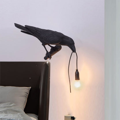 HGomx Raven Desk Lamp, Black Resin LED Bird Lamp for Bedroom/Office/Living Room/Farmhouse Art Deco with Plug (Left)