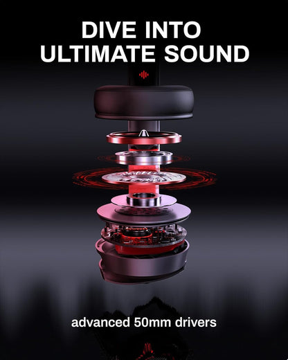 acer Wireless Gaming Headset, PS5 Headset with 2.4GHz for Ps5, Ps4, PC, Switch, Bluetooth 5.3 + 100Hrs Gaming Headphones with Noise Canceling Mic for Laptop, Mobile, Mac, 50mm Drivers (Red)