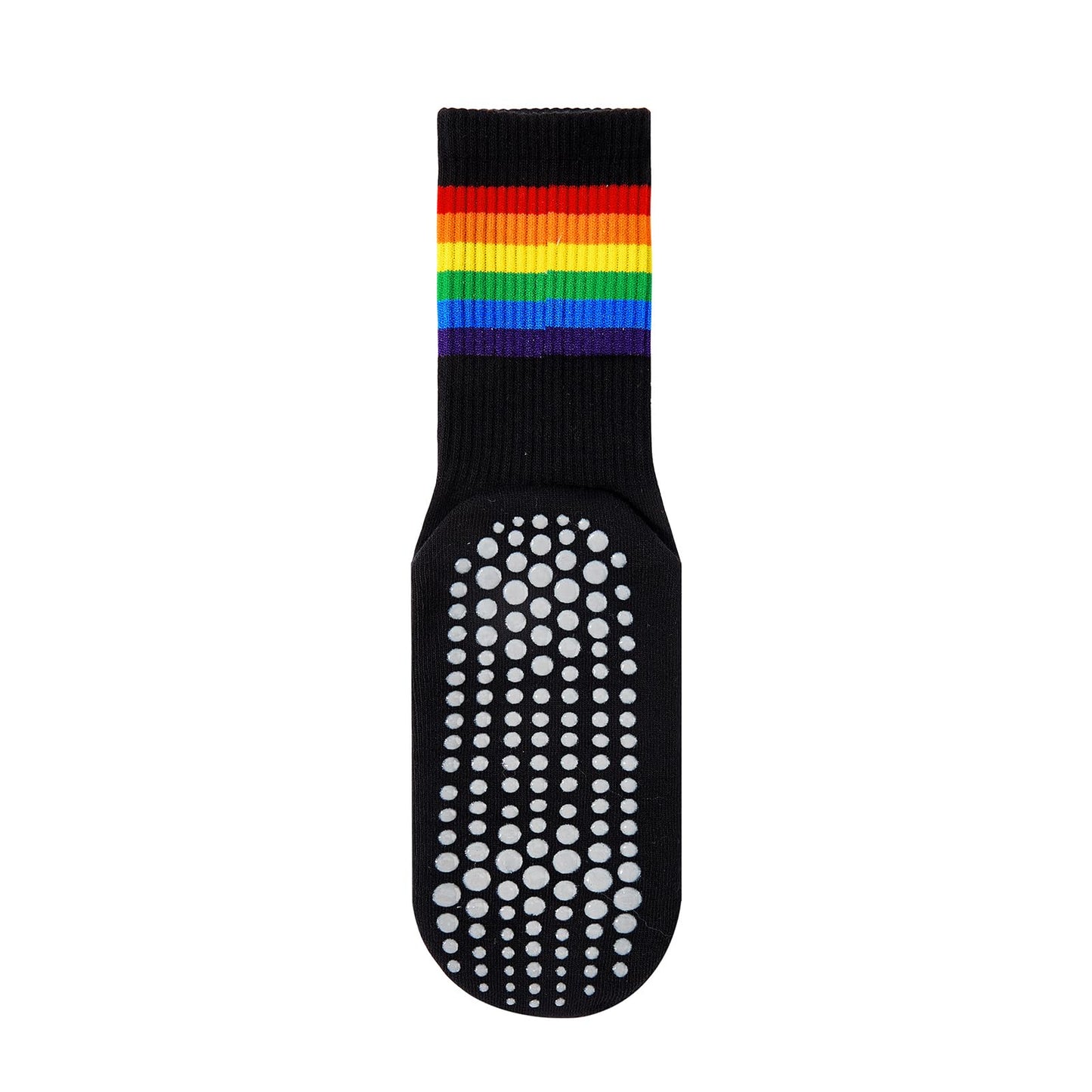 American Trends Pilates Socks with Grips for Women Pride Month Rainbow Outfit Yoga Non Slip Barre Socks Black Rainbow