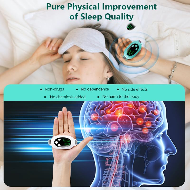 Anxiety Relief Device - Handheld Sleep Aid with Low-Frequency Pulse, Portable Microcurrent Therapy for Insomnia & Stress Relief, USB Rechargeable (Green, 1Pcs)