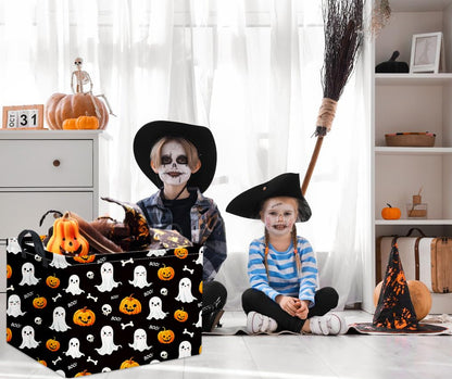 HIYAGON Rectangular Halloween Basket for Boys and Girls Kids Trick or Treat Pumpkin Basket for Halloween Parties Cute Storage Bin Organizer Box Room Decor(Black halloween)