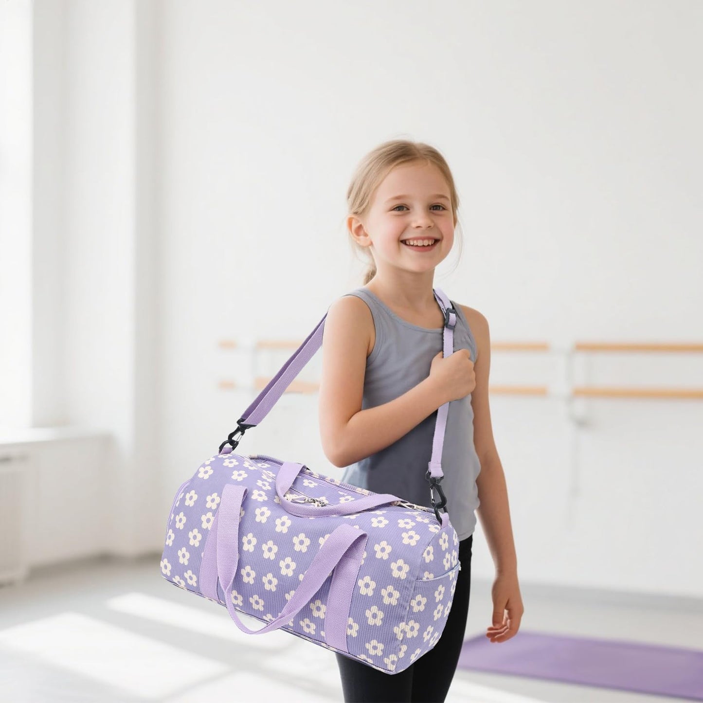 BLUBOON Duffle Bag Girls Kids Cute Gym Bag with Shoes Compartment & Wet Separation Waterproof Sports Overnight Travel Bag