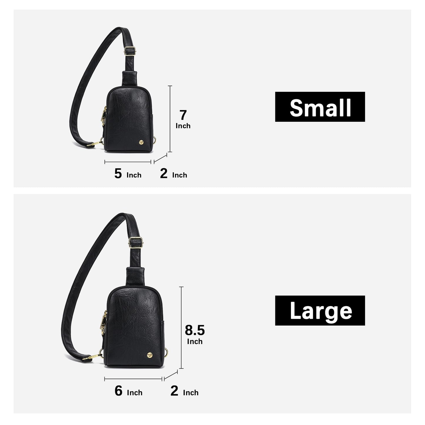 INICAT Sling Bag for Women Touchscreen Small Crossbody Cell Phone Purse Fanny Pack（White Brown Anti Theft Small)