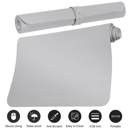 Boutilon Leather Desk Pad Protector,Non-Slip Mouse Pad,Laptop Desk Pad,Office Mouse Mat,Waterproof Leather Desk Blotter,Desk Writing Pad for Office and Home (M-Grey,30"x14")