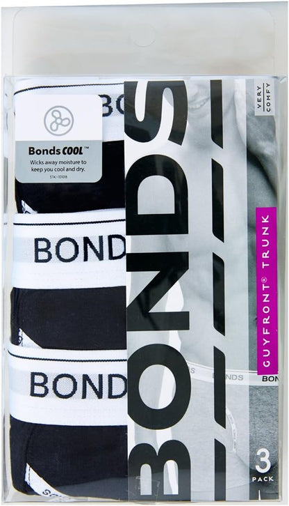 Bonds Mens Underwear Cotton Blend Guyfront Trunk (3 Pack)