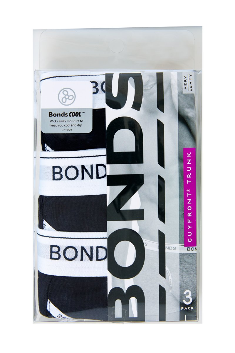 Bonds Mens Underwear Cotton Blend Guyfront Trunk (3 Pack)