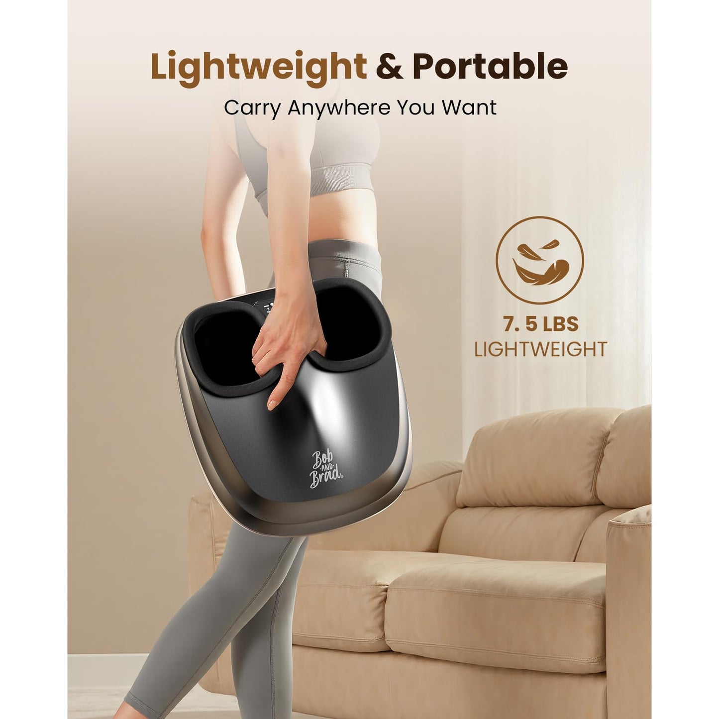 BOB AND BRAD Foot Massager with Heat,FSA HSA Eligible,Shiatsu Deep Kneading Electric Feet Massager Machine for Plantar Fasciitis, Men Size 12