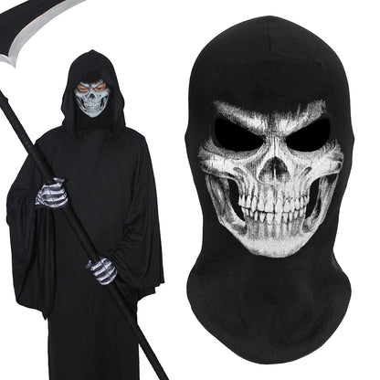 AXBXCX Scary Skeleton Skull Balaclava Ghost Death Face Mask Headwear Protection for Motorcycle Cycling Skiing Snowboarding Cosplay Costume Halloween Party Winter Summer Black Grim03