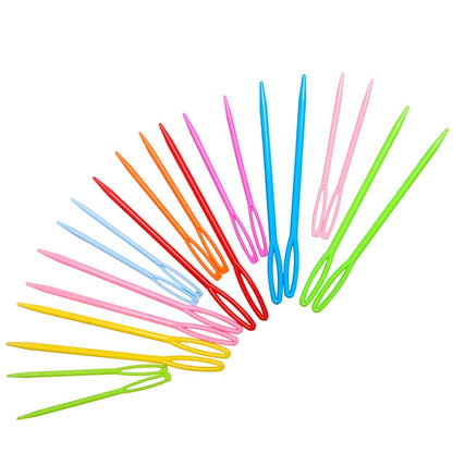 Hekisn Large-Eye Plastic Sewing Needles, 20 Pieces Colorful Safety Lacing Needles, 2 Different Sizes Yarn Sewing Needle, Learning Needles for DIY Sewing Handmade Crafts，3.5 &2.76 inch (20 Pieces)