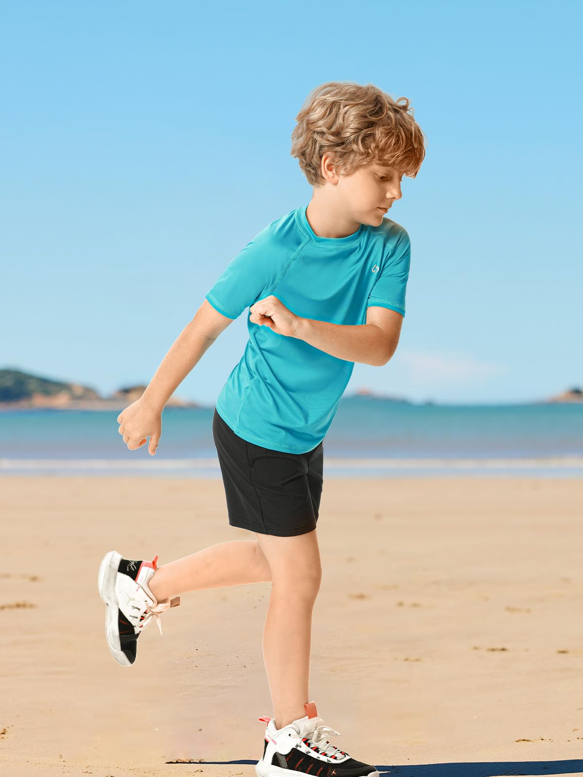 HODOSPORTS Boys UPF 50+ Rash Guard Swim Shirts Short Sleeve Quick Dry UV Protection Sun Shirt Aqua