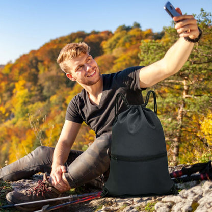 HOLYLUCK Drawstring Backpack Bag Sport Gym Sackpack - black