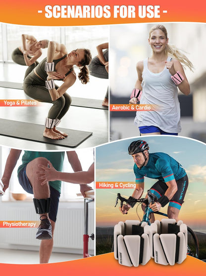 BECOJADDE Wrist Ankle Weights Adjustable Training Intensity for Strength Training Walking Running Yoga Pilates Jogging for Women Men Set of 2 (2 lb Each), Beige