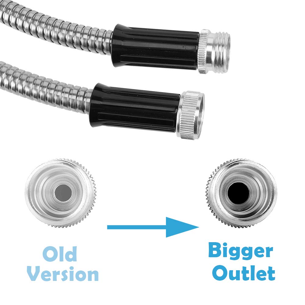 Beaulife Metal Garden Hose 50 ft Flexible No Kink Lightweight RV Drinking Water Hose Extension Leader Hose Heavy Duty Outdoor