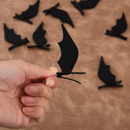 WILLBOND 4 Pairs Halloween Hair Clips Bat Wings Clip Devil Clips Hairpin Hair Accessories for Halloween Cosplay Party Costume Black