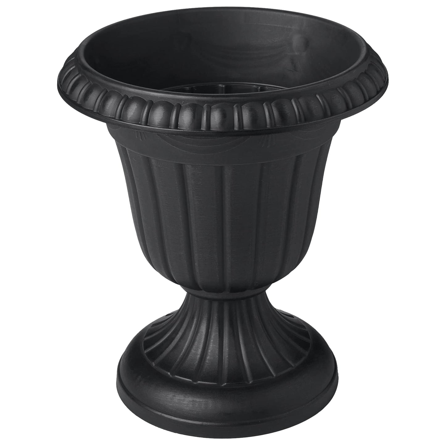 Arcadia Garden Products PL10BK Classic Traditional Plastic Urn Planter Indoor/Outdoor, 15" x 13", Black