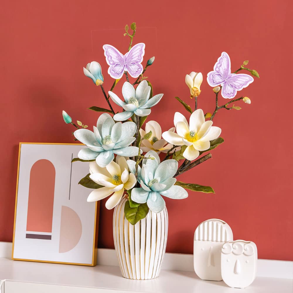 Butterfly Hair Clips Penta Angel 6Pcs Lace Embroidery Flower Butterfly Hair Bow Pins Wedding Hair Accessories for Women Halloween Christmas Party Decor (Light Purple)