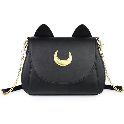 Women's Moon Purses Crossbody Bags Pu Leather Gothic Purse Cat Handbags Girls Black Shoulder Bags