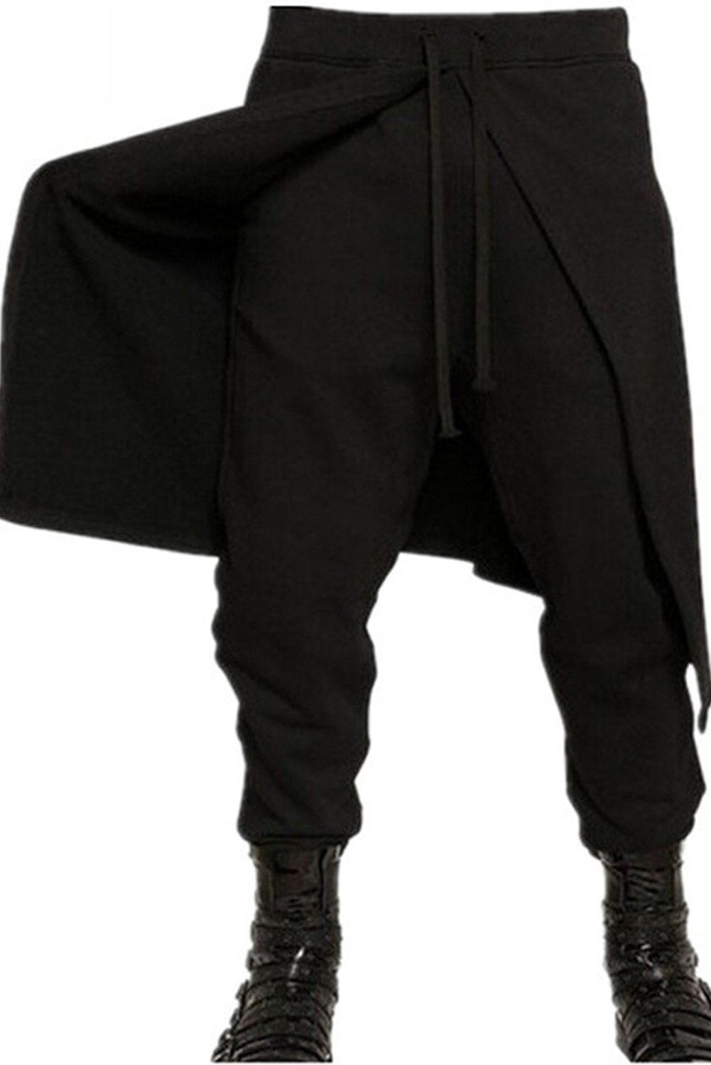 Adults Medieval Viking Steampunk Pants Mens Renaissance Gothic Trousers for Halloween Costume Black