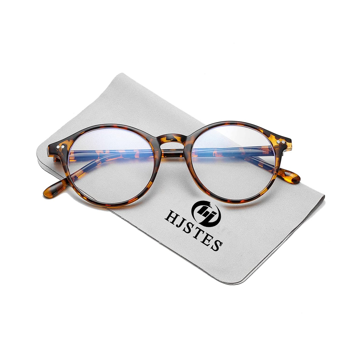 HJSTES Vintage Blue Light Glasses for Women Men Round Bluelight Blocking Glasses Thick TR90 Frame Eyeglasses(Tortoise)