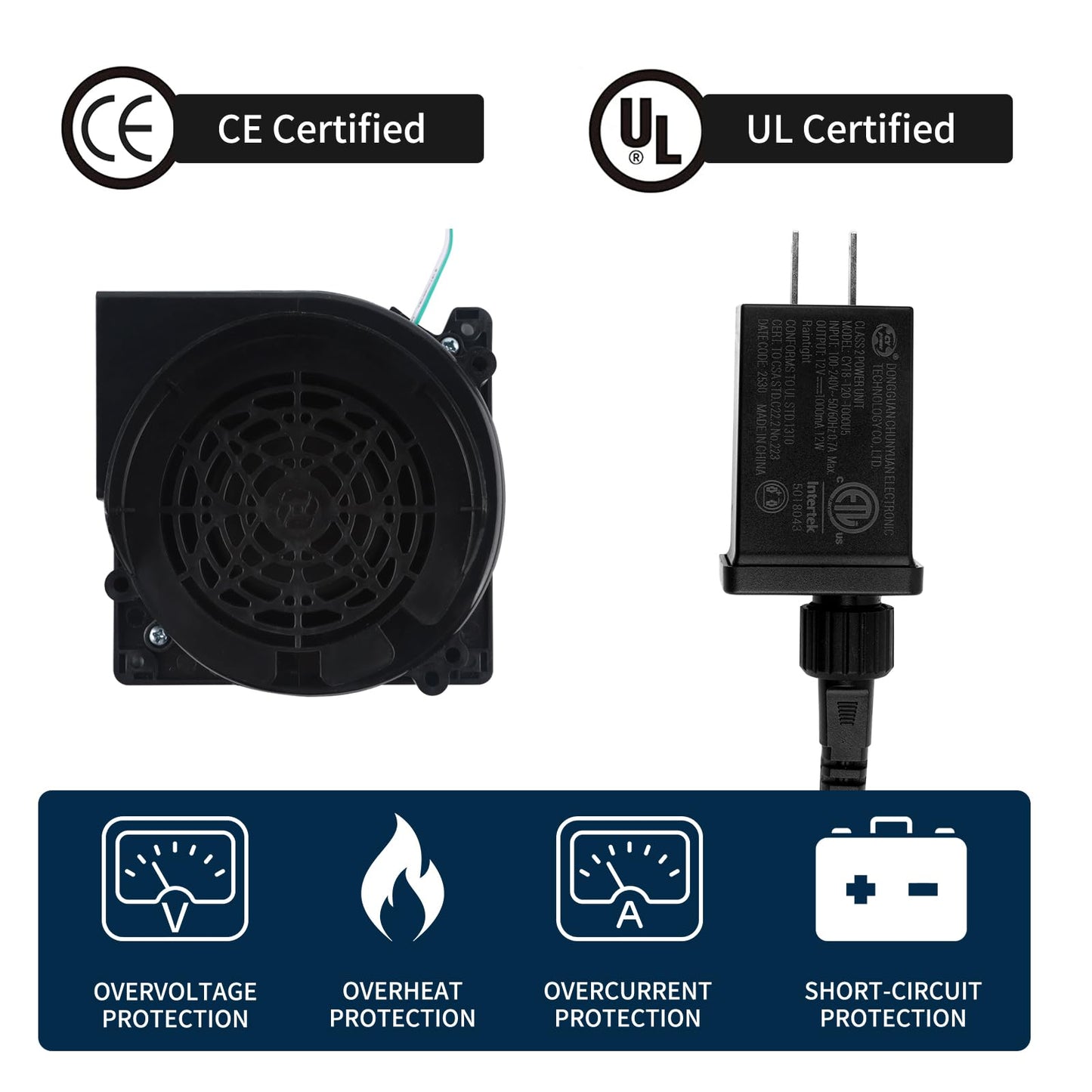 Inflatable Replacement Fan Blower, Mini Air Blower with 4 LED Light,3100(r/min) Waterproof Fan Blower Motor for 3-9FT Halloween Christmas Easter Yard Inflatable Decorations