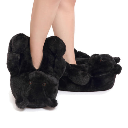 Women's Teddy Bear Slippers Black Fuzzy Slippers for Women Indoor Cute House Slippers for Women Ladies Teen Girls Fluffy Funny Bedroom Animal Slippers for Women Birthday Valentine's Day Gift Ideas