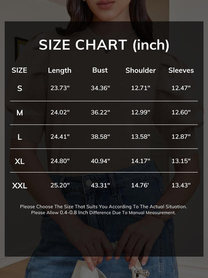 ATHMILE Women's Puff Short Sleeve Sweater Tops 2025 Spring Summer Fall Trendy Y2K Crew Neck Casual T Shirts Blouses A-Beige