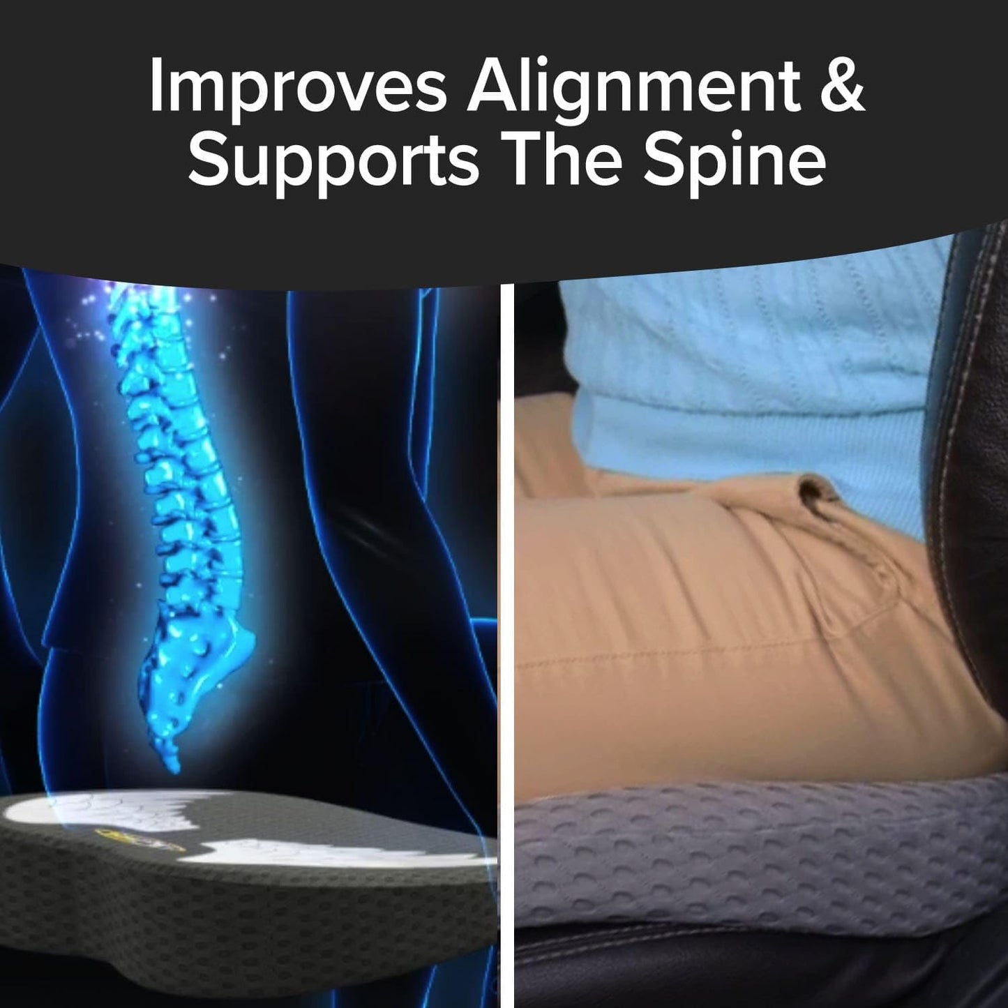 Angel Ride Auto Cushion with Memory Foam, AS SEEN ON FOX NEWS, Advanced Lumbar Helps Relieve Pressure Points, Molds to Any Body, Drive in Heavenly Comfort in Any Vehicle, Breathable, Washable Cover