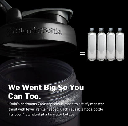 BlenderBottle Star Wars Mandalorian Half Gallon Water Bottle, Koda Large Water Jug, 74oz, Yoda, Feel The Force, 2.2 Liters