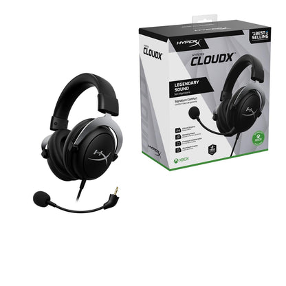 HyperX CloudX, Official Xbox Licensed Gaming Headset, Compatible with Xbox One and Series X|S, Memory Foam Ear Cushions, Detachable Noise-Cancelling Mic, in-line Audio Controls,Black/ Silver
