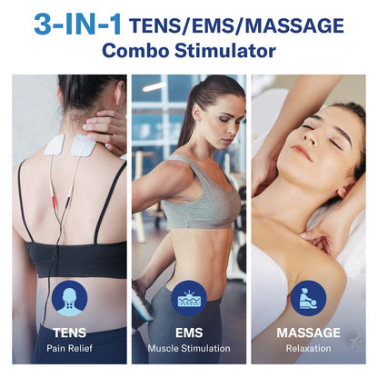 Alcedo TENS Unit + EMS Combination Machine Muscle Stimulator for Pain Relief, Electric Rechargeable Pulse Massager with 41 Modes for Back/Neck Pain Therapy
