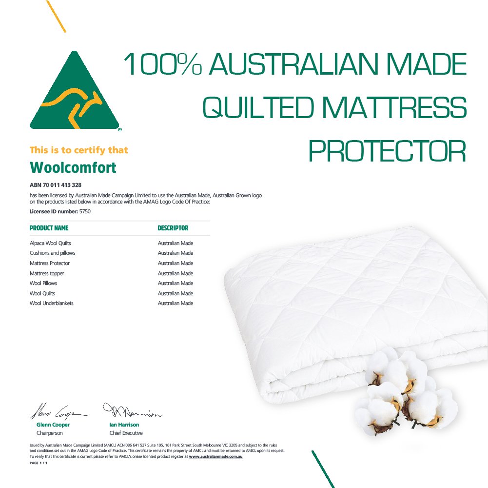 Australian Made Fully Fitted Cotton Quilted Mattress Protector Machine Washable (All Size) (Queen)