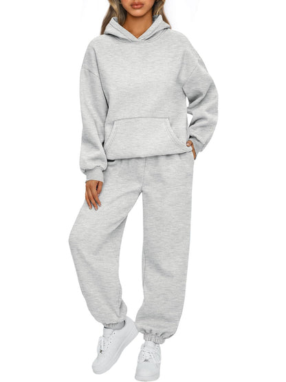 AUTOMET Sweatsuits Women 2 Piece Outfit Lounge Two Piece Sets Fall Fashion 2025 Tracksuits Oversized Sweatshirt and Sweatpants Casual Teen Girls Clothing Grey L