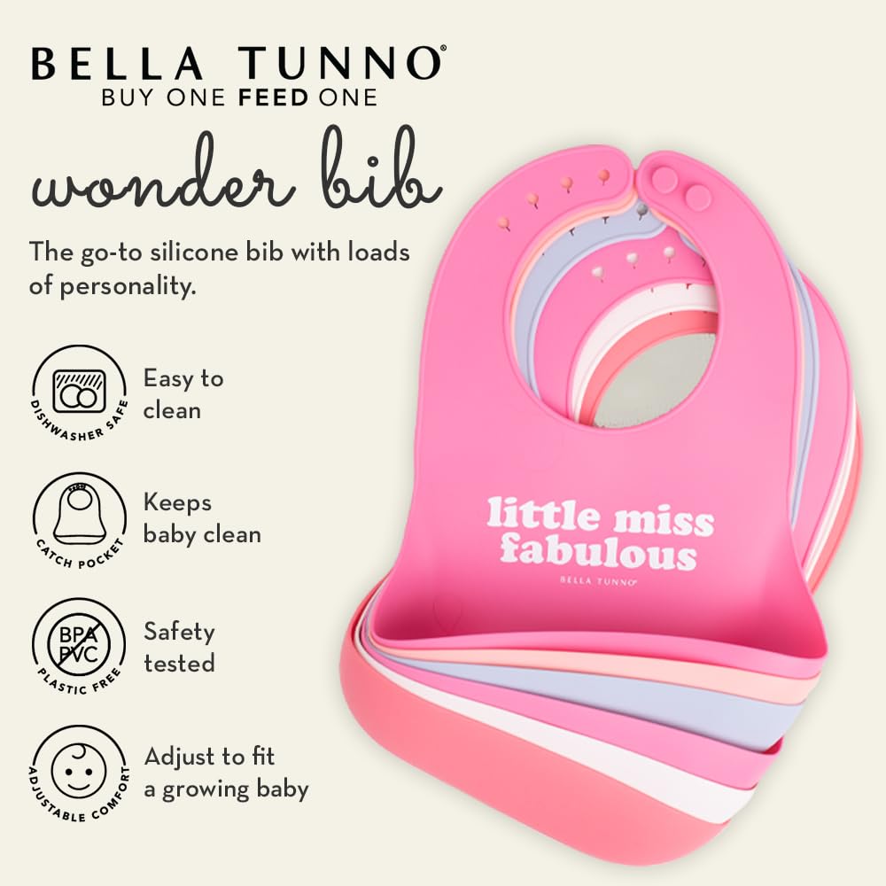 Bella Tunno Baby Bib for Eating, Waterproof Silicone Bib with Large Food Catcher, Adjustable Fit for Babies 4-12 months & Toddlers 1-3 Years, Boys & Girls, Food Critic