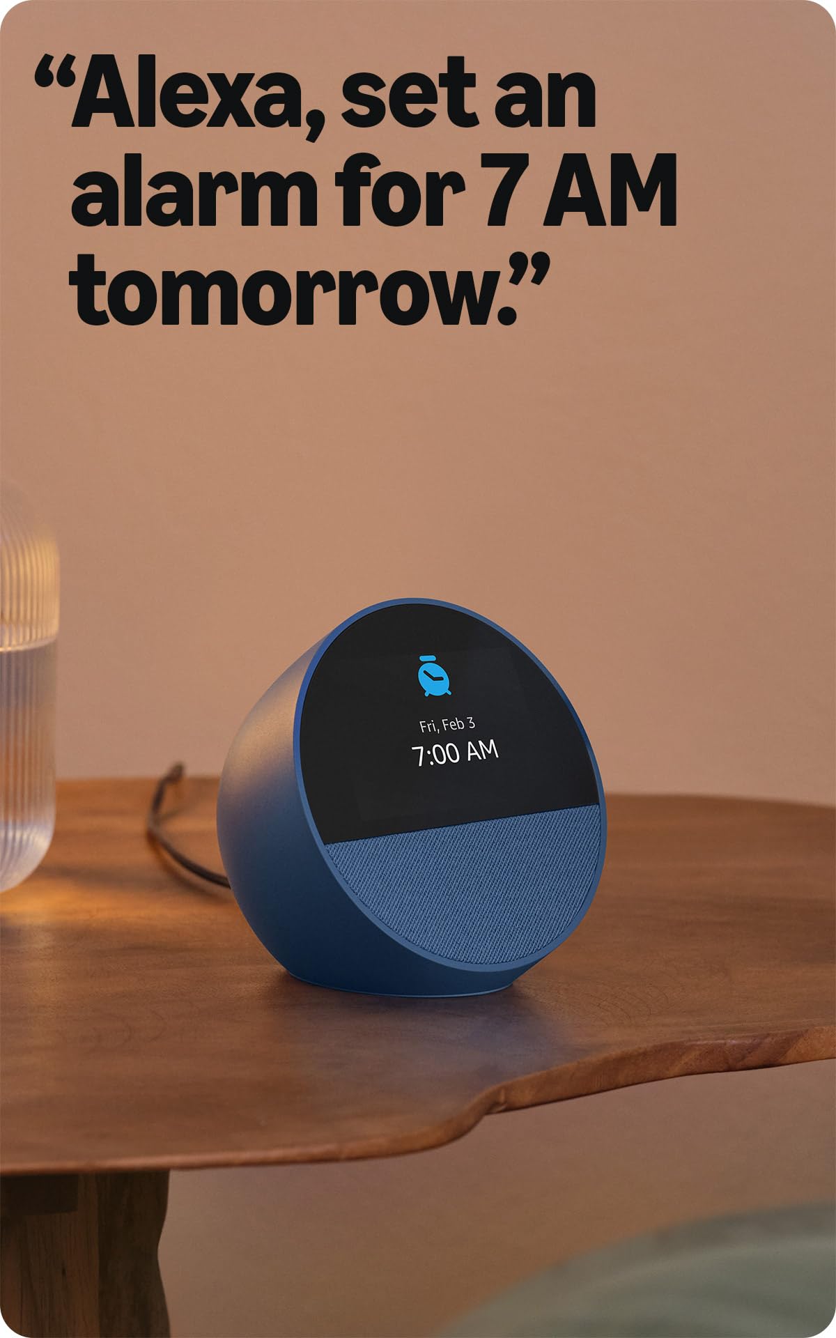 Amazon Echo Spot (newest model), Great for nightstands, offices and kitchens, Smart alarm clock with Alexa, Black