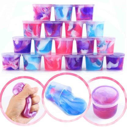 24 Pack Unicorn Galaxy Slime, Party Favor for Kids Girls & Boys, Adults, Non Sticky, Stress & Anxiety Relief, Wet, Super Soft Sludge Toy Easter Basket Filler