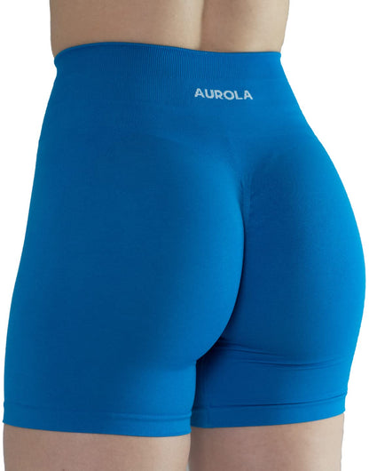 AUROLA Intensify Workout Shorts for Women Seamless Scrunch Short Gym Yoga Running Sport Active Exercise Fitness Shorts(M,Diva Blue)