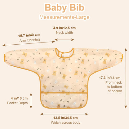 Accmor 5 Pack Long Sleeve Bibs, Baby Smock Waterproof Sleeved Bib Smock for Baby Toddler 6-24 Months