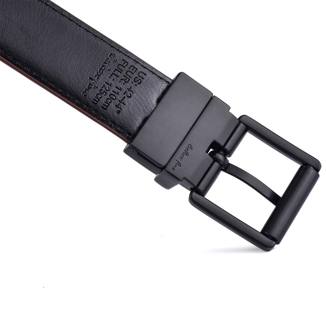 Beltox Men’s Belts Dress Casual Reversible Leather 1.1” w Roller Buckle Rotated(Black/Brown w Black Buckle, 44-46)