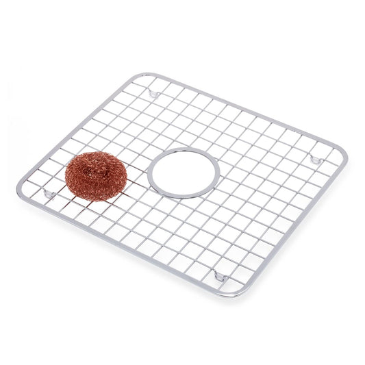 InterDesign Sink Grid with Hole, Polished Stainless Steel, 12.75x11 inches