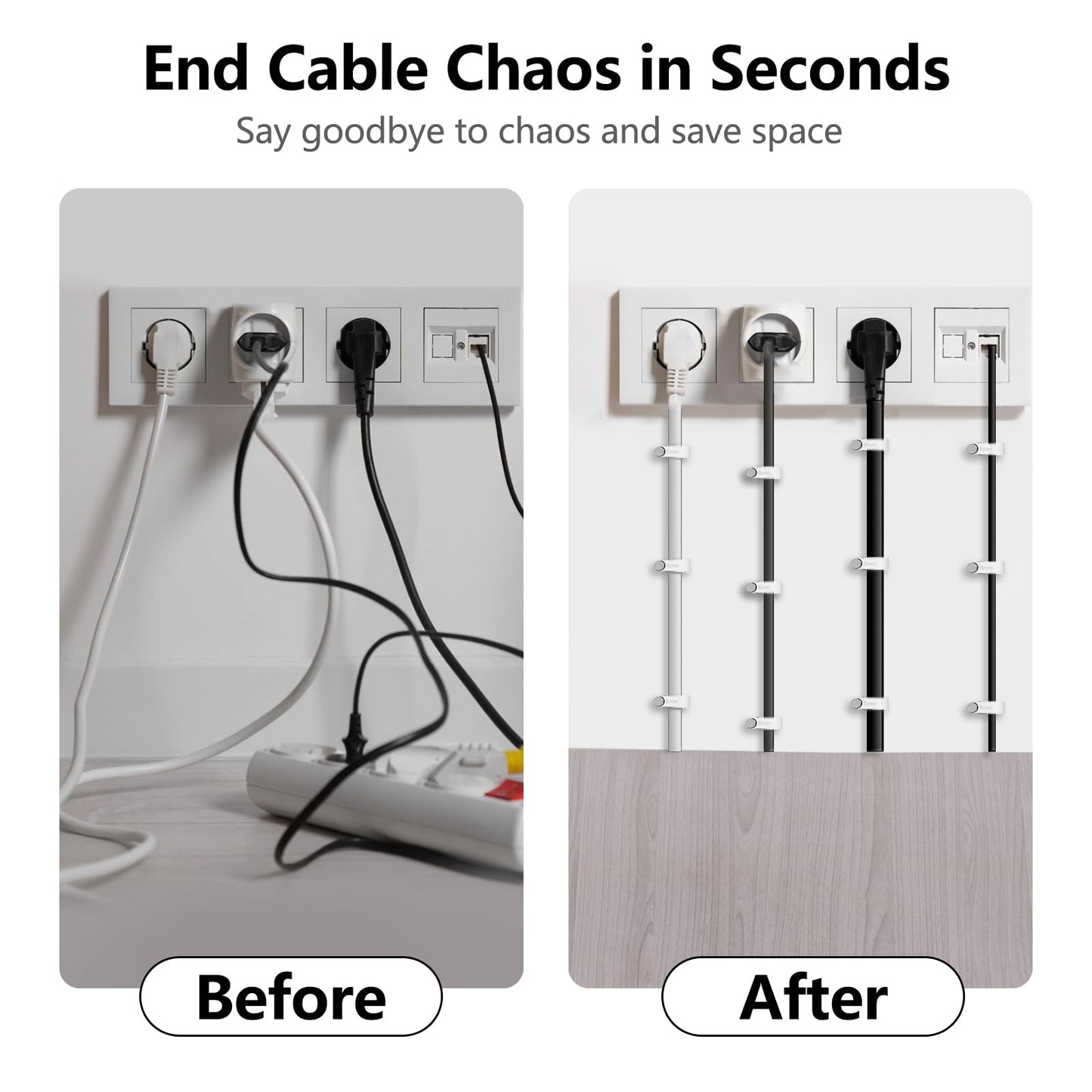 Jadaol Cable Clips 100Pcs 8mm Nail in Clips for Round Ethernet Cables Wall Clips Cable Tacks Electrical Wire TV Cable Speaker Wire Coax Clips Cable Nails for Cords Cat5/Cat5e/Cat6/Cat7 RJ45 Cord Clips