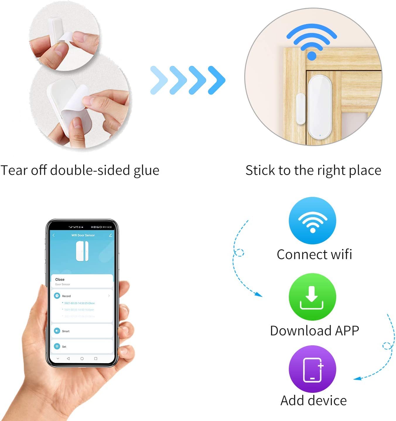 HEIMAN WiFi Door Sensor, Check Door Open/Closed Status, Smart Window Door Contact Sensor Alarm for Home Security, APP Remote Notification, Door Open Detector Compatible with Alexa and Google Assistant